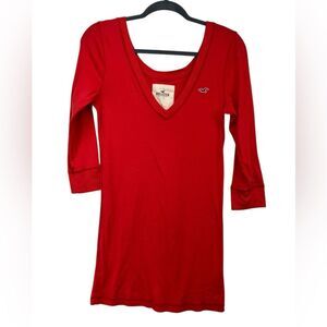 Hollister V Neck Slim Fit Tunic  3/4 Sleeve Y2K Layering Large